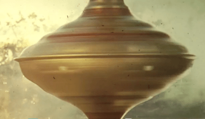 Tops (after Charles and Ray Eames) 2013. Installation: slide projectors, stepper motor, black foil and rear projection screen