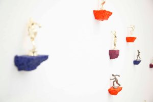 Helen Grant - Social Climbers, 2014, dimensions variable, acrylic on polystyrene with plastic figures